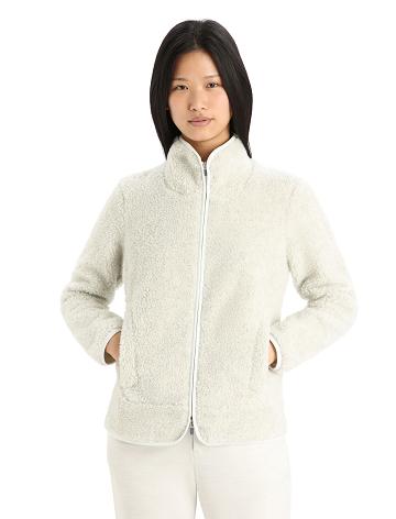 Sweat À Capuche Icebreaker RealFleece™ Merino High Pile Long Sleeve Zip Femme Blanche | FR 1663JPQJ